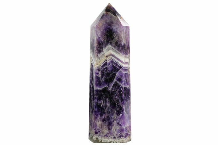 Tall, Polished Chevron Amethyst Obelisk #123174